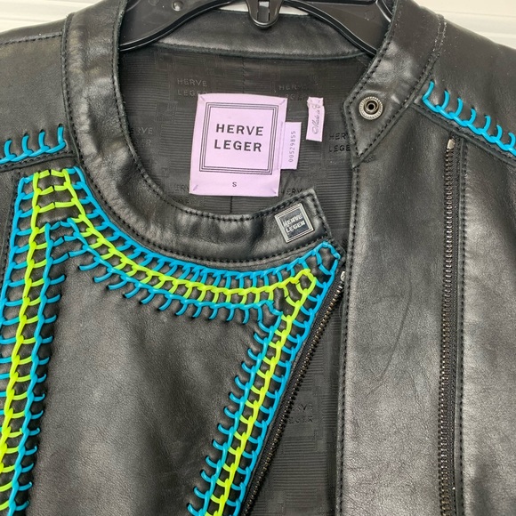 Herve Leger leather jacket XS-S - Picture 2 of 5